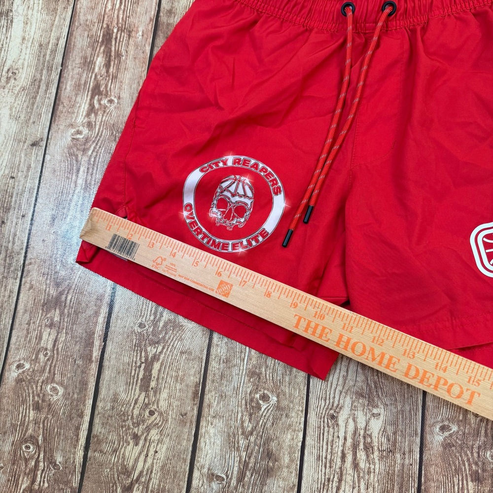 Overtime City Reapers Athletic Shorts Mens Small Red Basketball Graphic - Picture 9 of 11